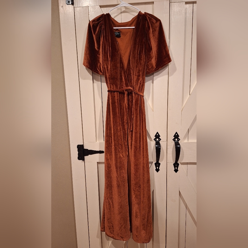 Velvet Burnt Orange Bridesmaid dress